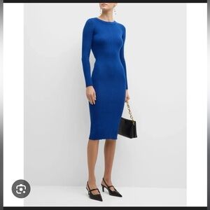 Chic Long Sleeve Blue Knit Dress